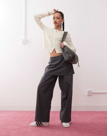 Mini Skirt Over Trousers