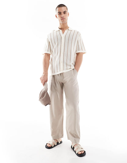 Knitted Button Through Stripe Shirt