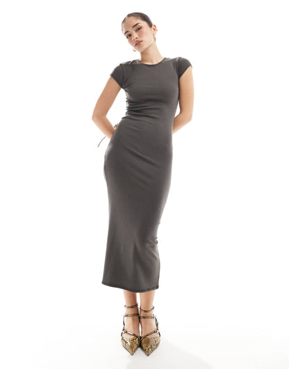 Short Sleeve Polyamide Midi Dress