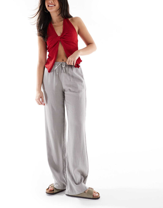 High Waisted Linen Look Trousers