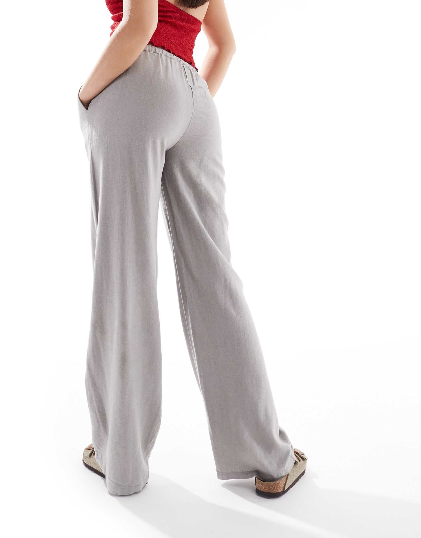 High Waisted Linen Look Trousers