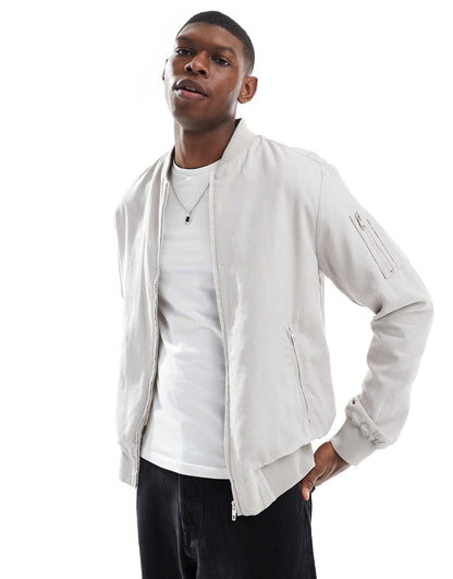 Linen Bomber Jacket