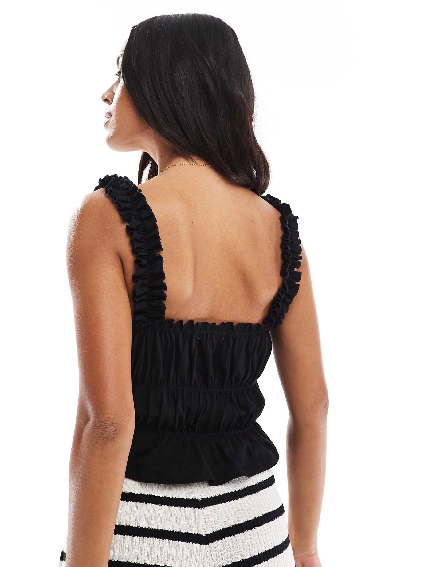 Shirred Tie Front Top