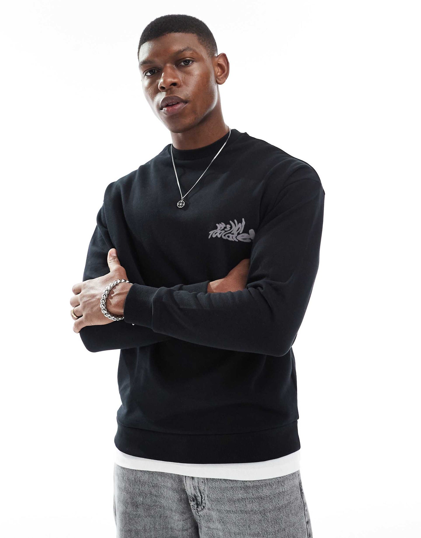 Oversized Sweatshirt With Abstract Text Back Print