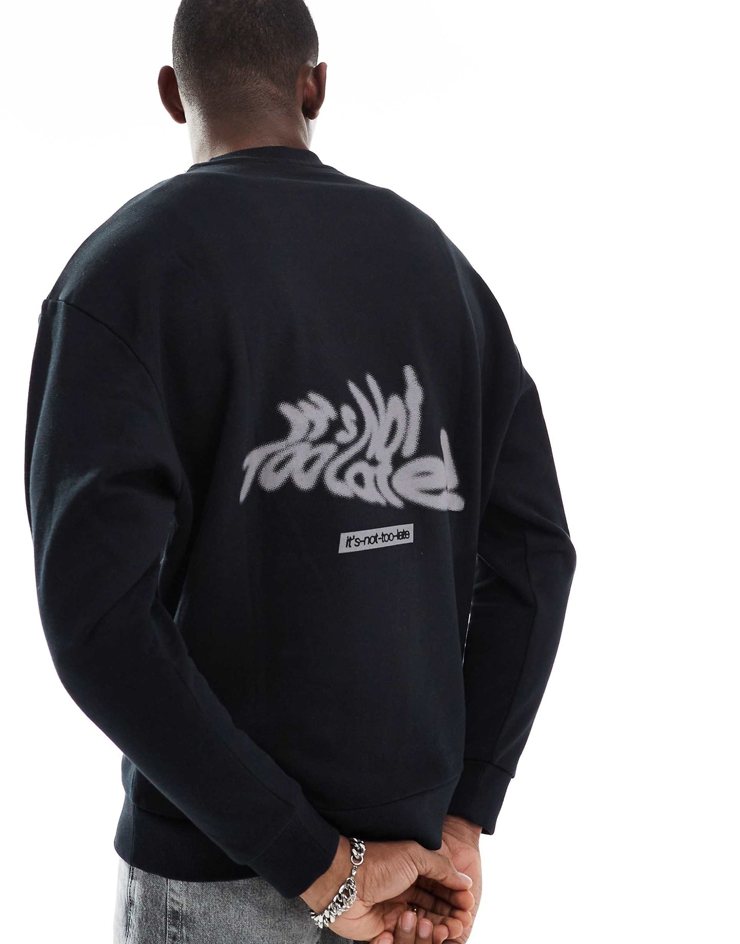 Oversized Sweatshirt With Abstract Text Back Print