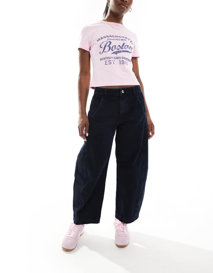 Mid Rise Cropped Barrel Leg Jean