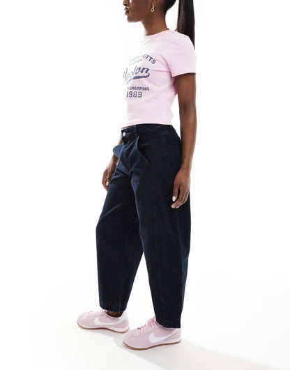 Mid Rise Cropped Barrel Leg Jean