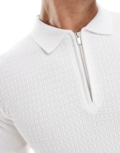 Muscle Fit Textured Knit Polo