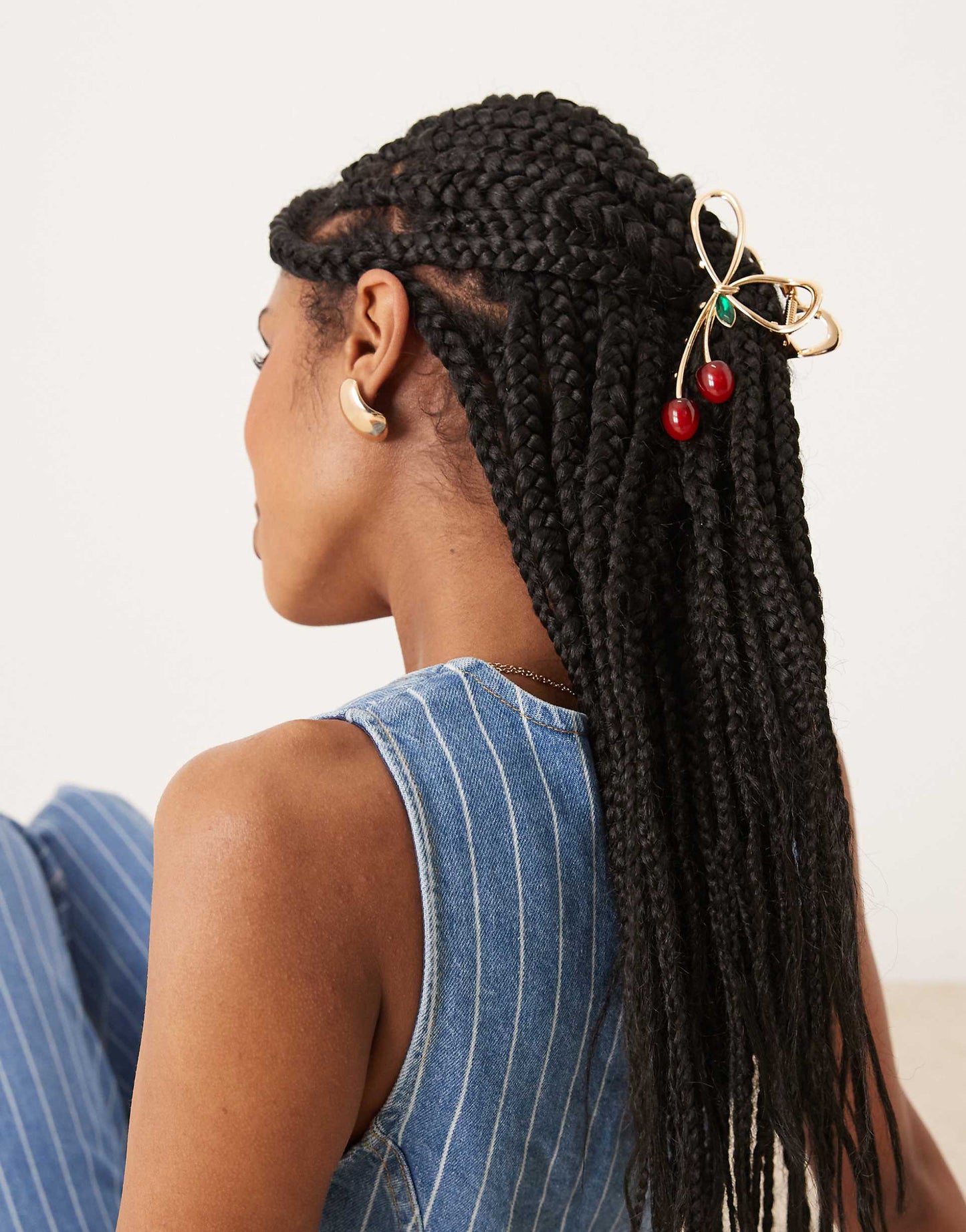 Metal Hair Claw With Cherry Enamel Design