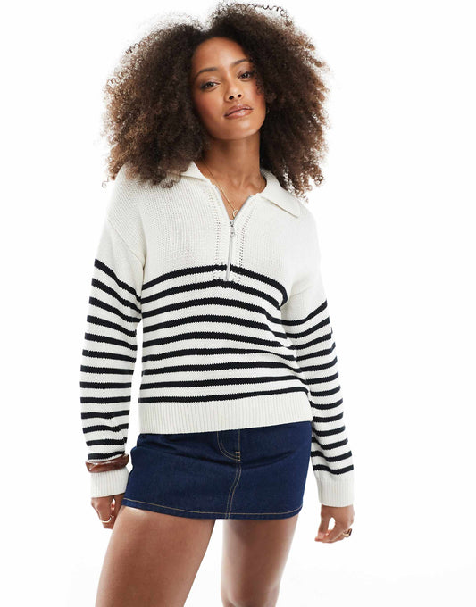 Cotton Half Zip Collar Pullover