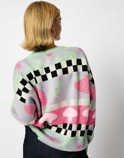 London Strawberry And Olive Knitted Jumper