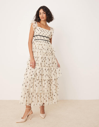 Polka Dot Tiered Midaxi Dress