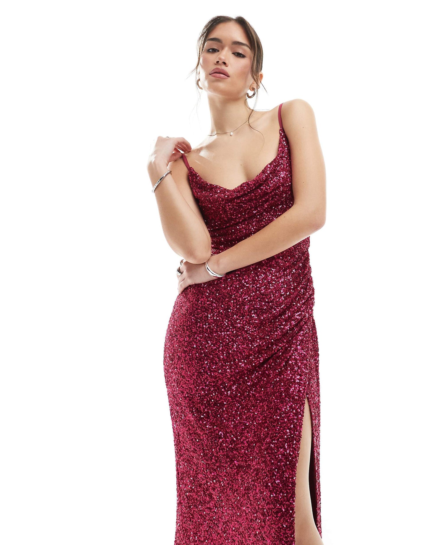 Embellished Cami Cowl Neck Maxi Dress