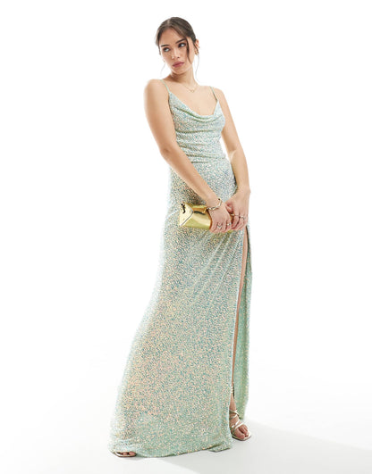 Embellished Cami Cowl Neck Maxi Dress