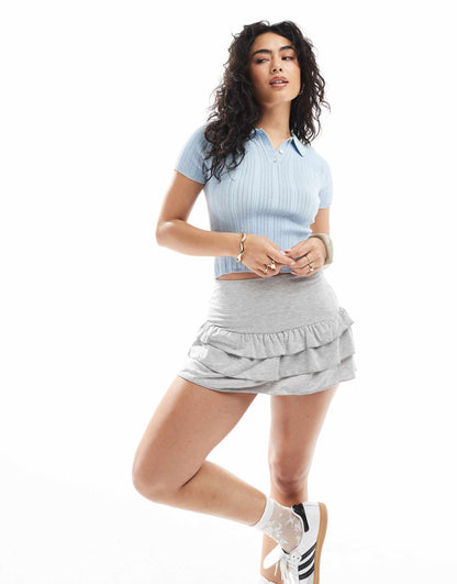 Jersey Ruffle Mini Skort