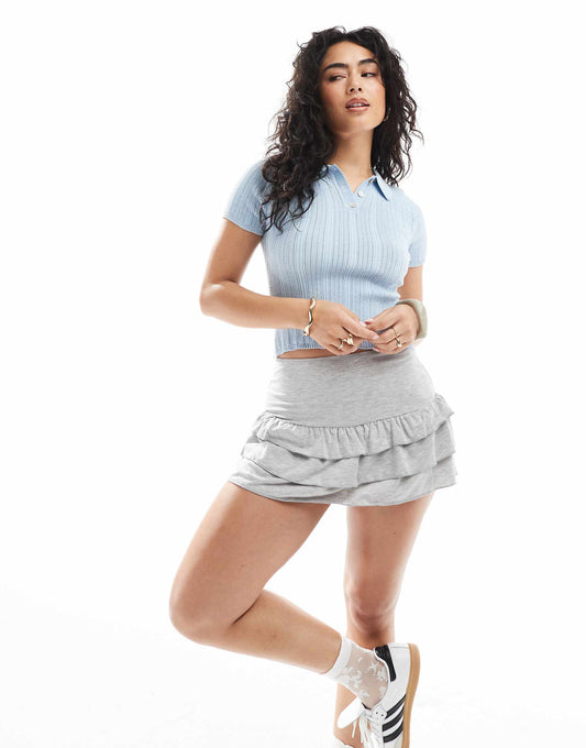 Jersey Ruffle Mini Skort