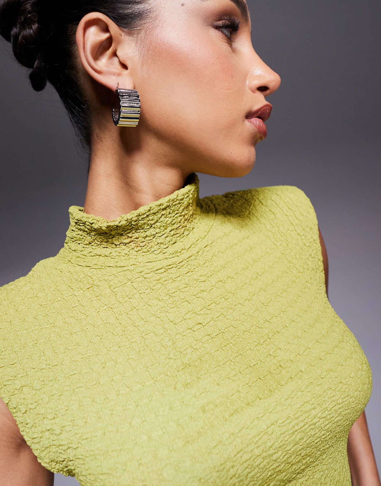 High Neck Top With Shoulder Pads