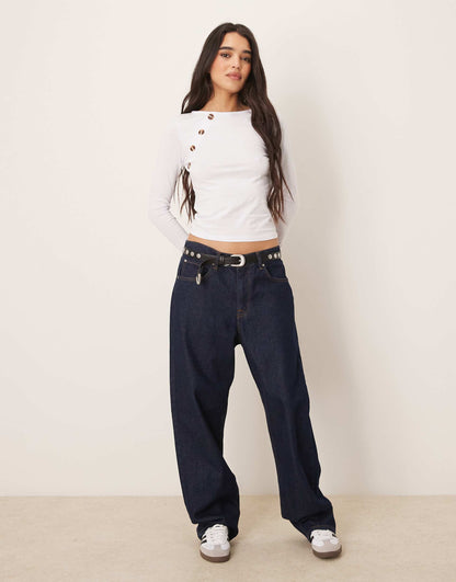 Long Sleeve Top With Button Detail