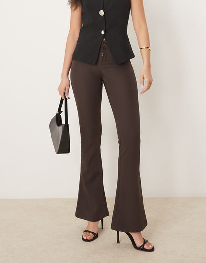 Low Rise Flare Leg Stretch Trousers