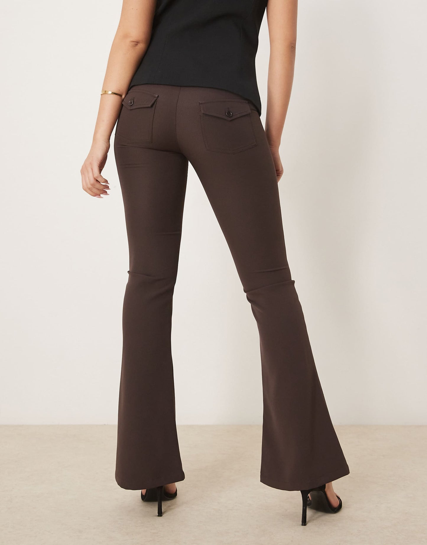 Low Rise Flare Leg Stretch Trousers