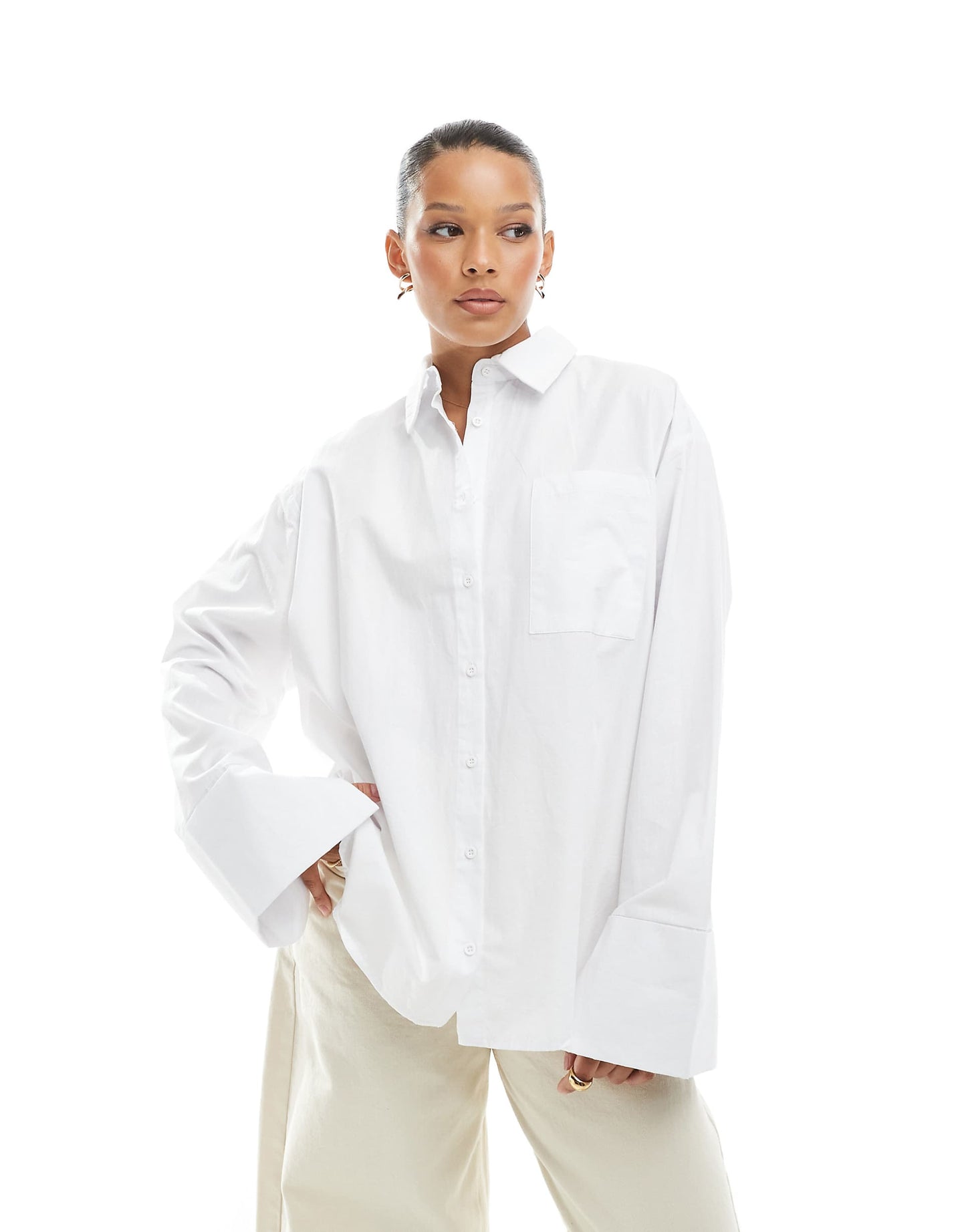 Poplin Extreme Cuff Oversized Shirt