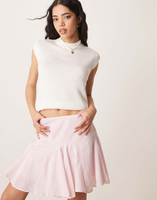 Cotton Godet Flippy Hem Mini Skirt