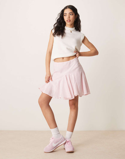 Cotton Godet Flippy Hem Mini Skirt