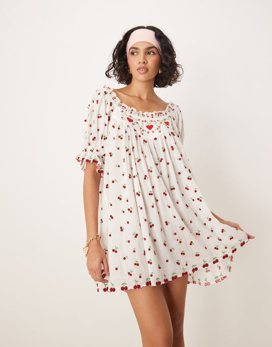 Beaded Cherry Slip Dress
