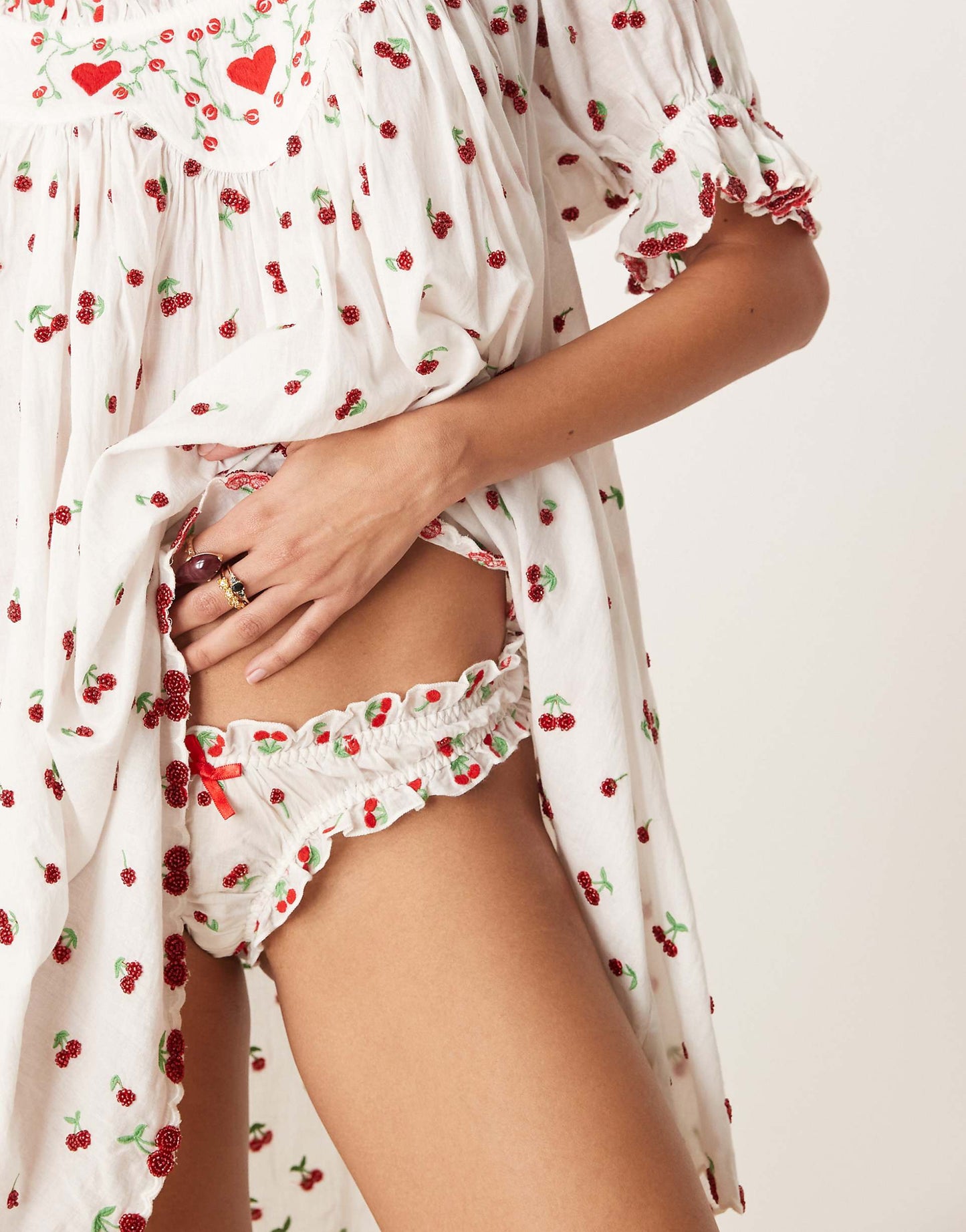 Beaded Cherry Slip Dress