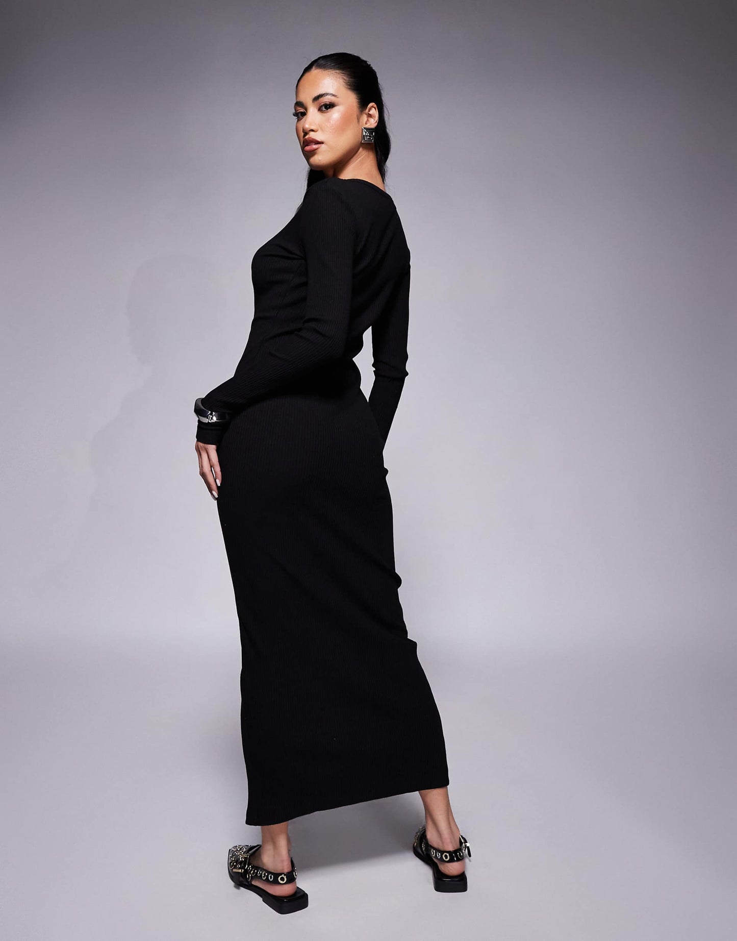 Long Sleeve Buttoned Midi Dress