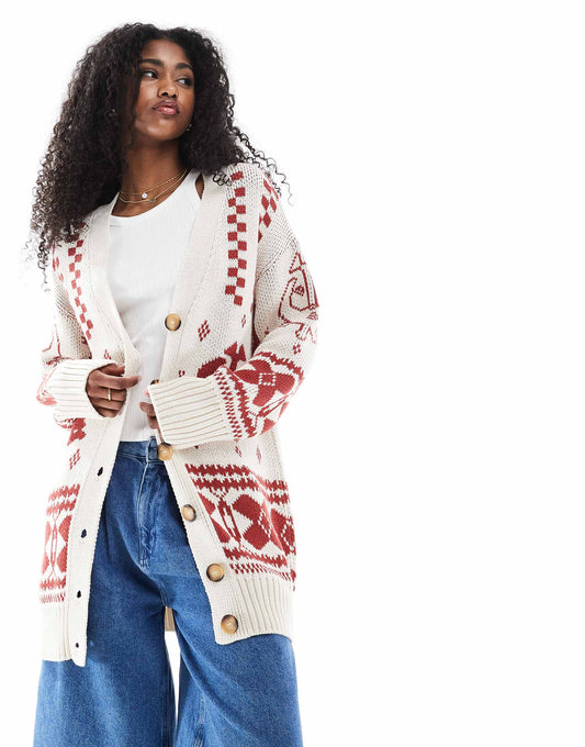 Knitted V Neck Longline Cardigan