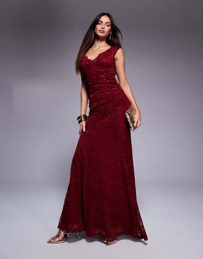 Off The Shoulder Scalloped Neck Maxi Dress