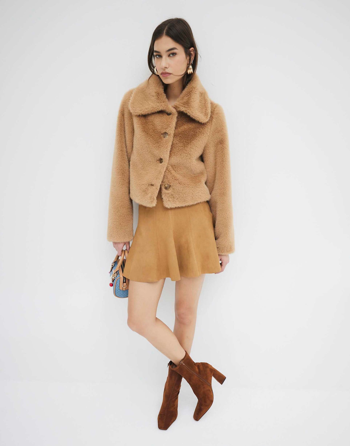 Faux Fur Button Up Jacket