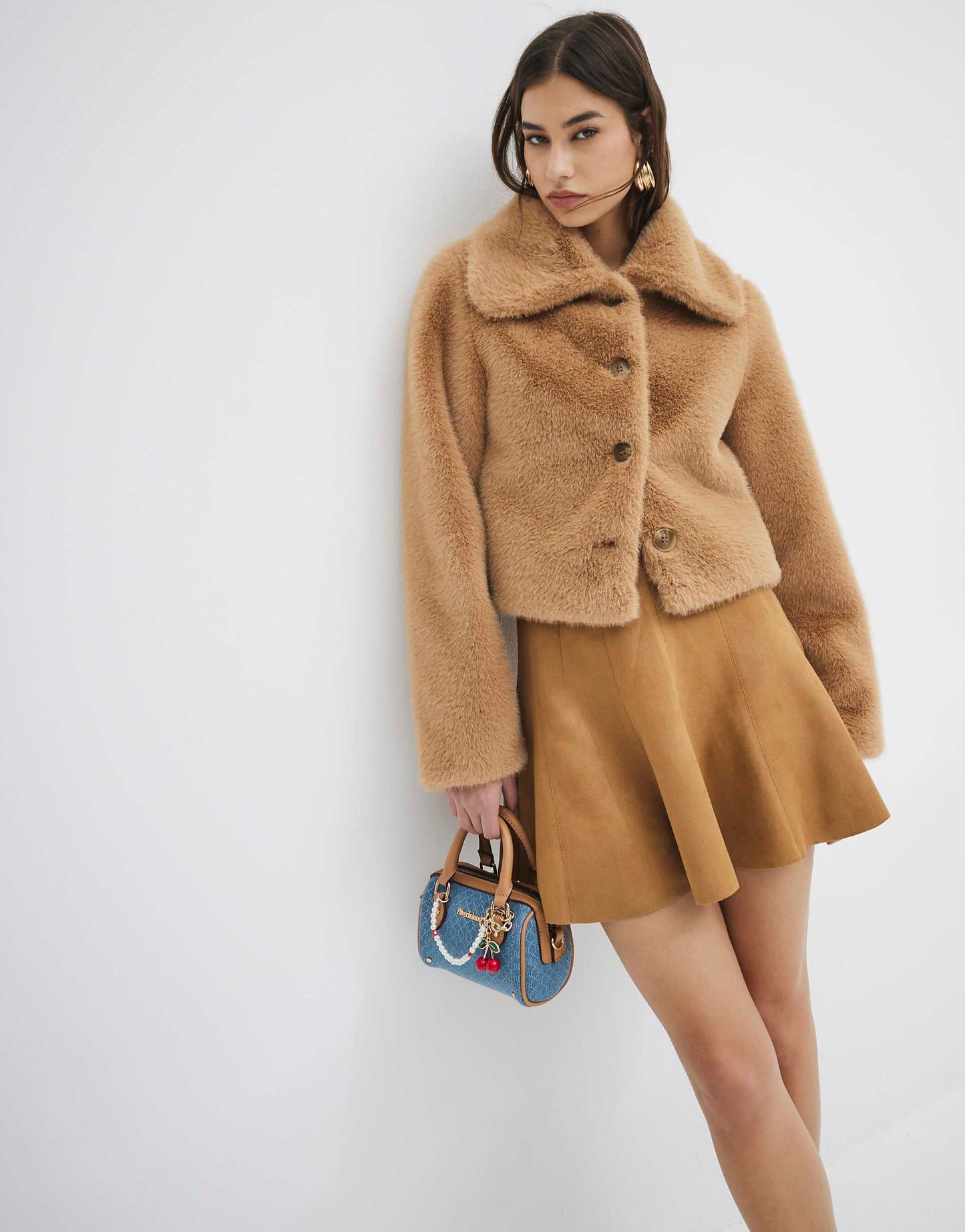 Faux Fur Button Up Jacket