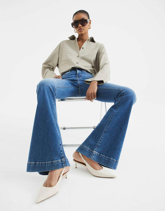 High Waisted Tummy Hold Flared Jeans