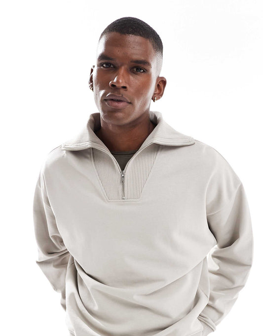 1/4 Zip Rib Neck Jumper