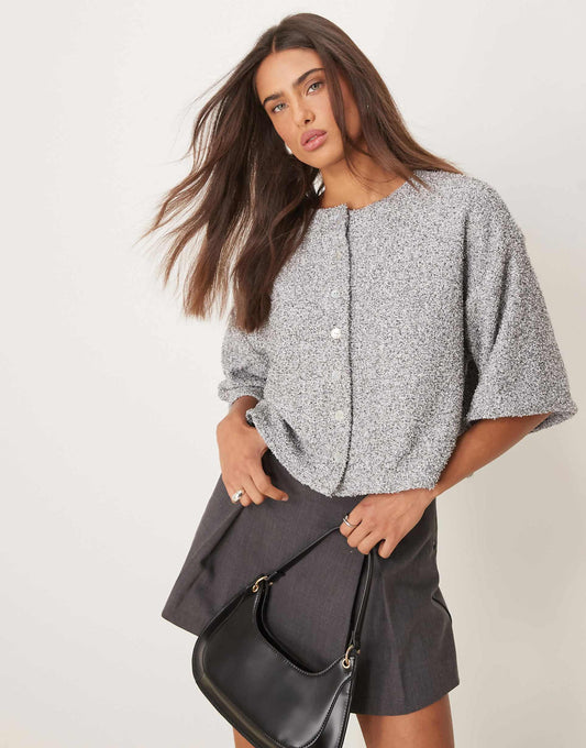 Boxy Dropped Shoulder Fluffy Top