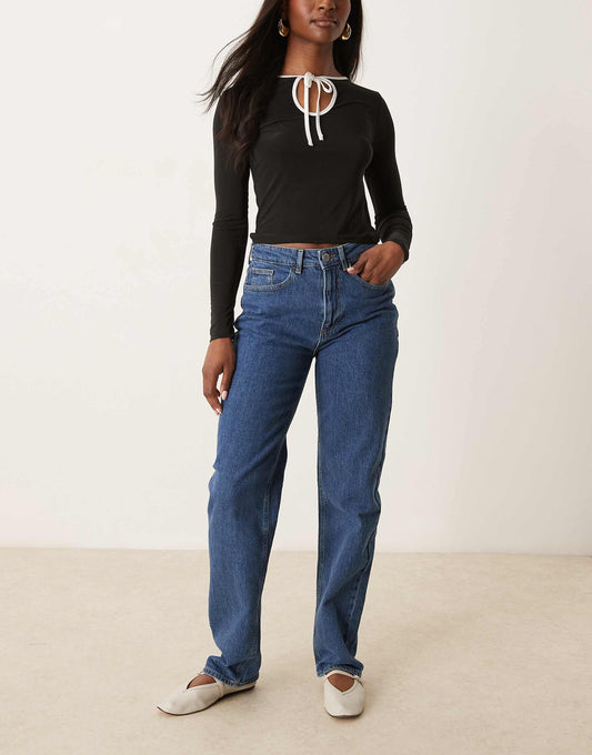High Waist Straight Leg Jeans