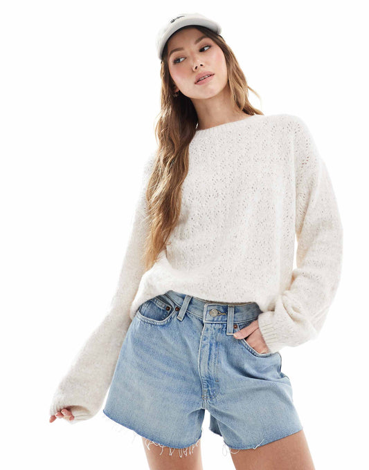 Fluffy Pointelle Knit Jumper