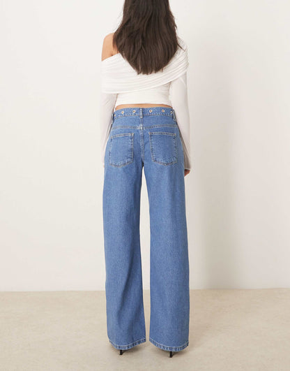 Bleached Boyfriend Jean With Eyelet Waistband