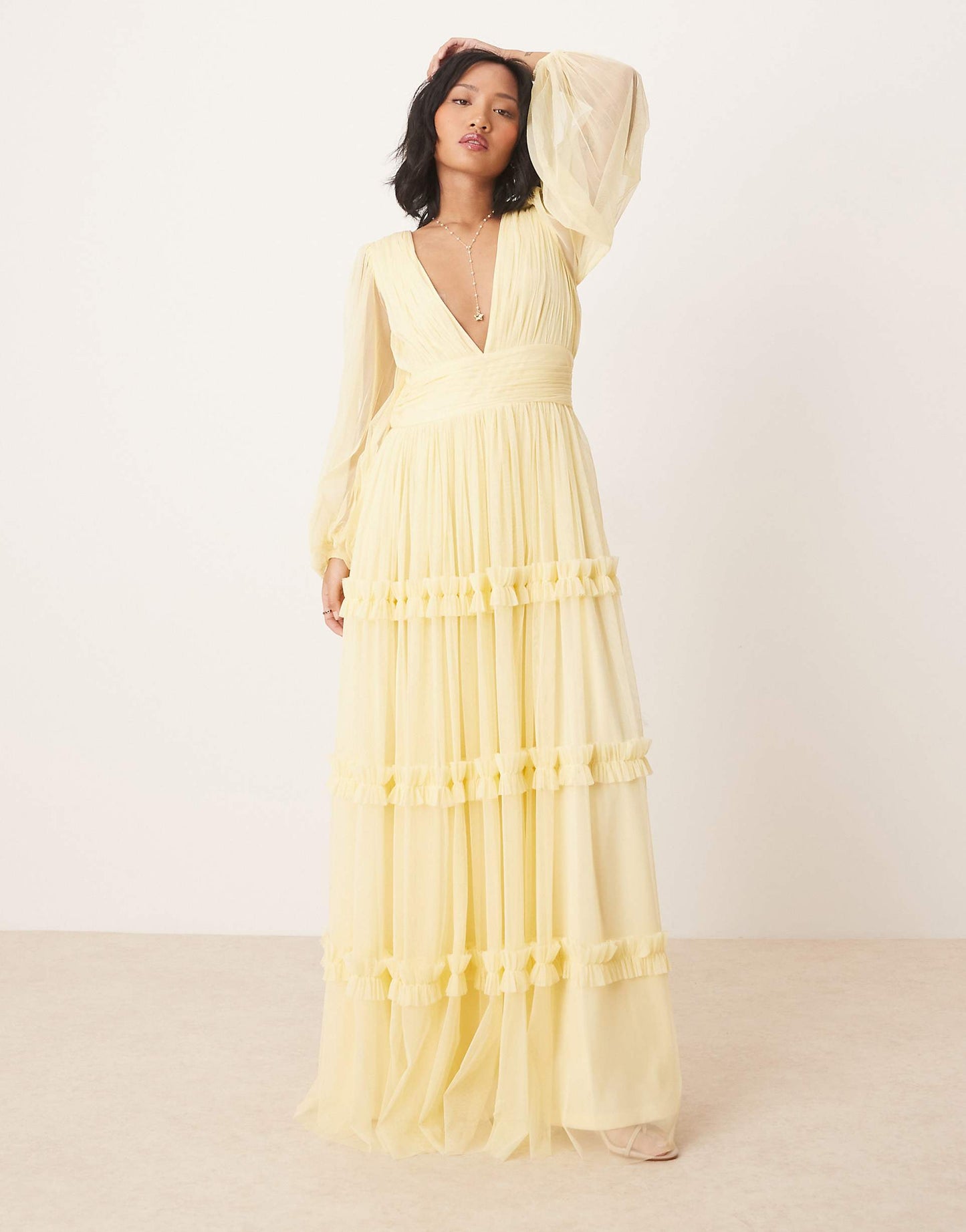Petite Boho Ruffle Maxi Dress