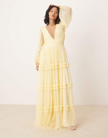 Petite Boho Ruffle Maxi Dress