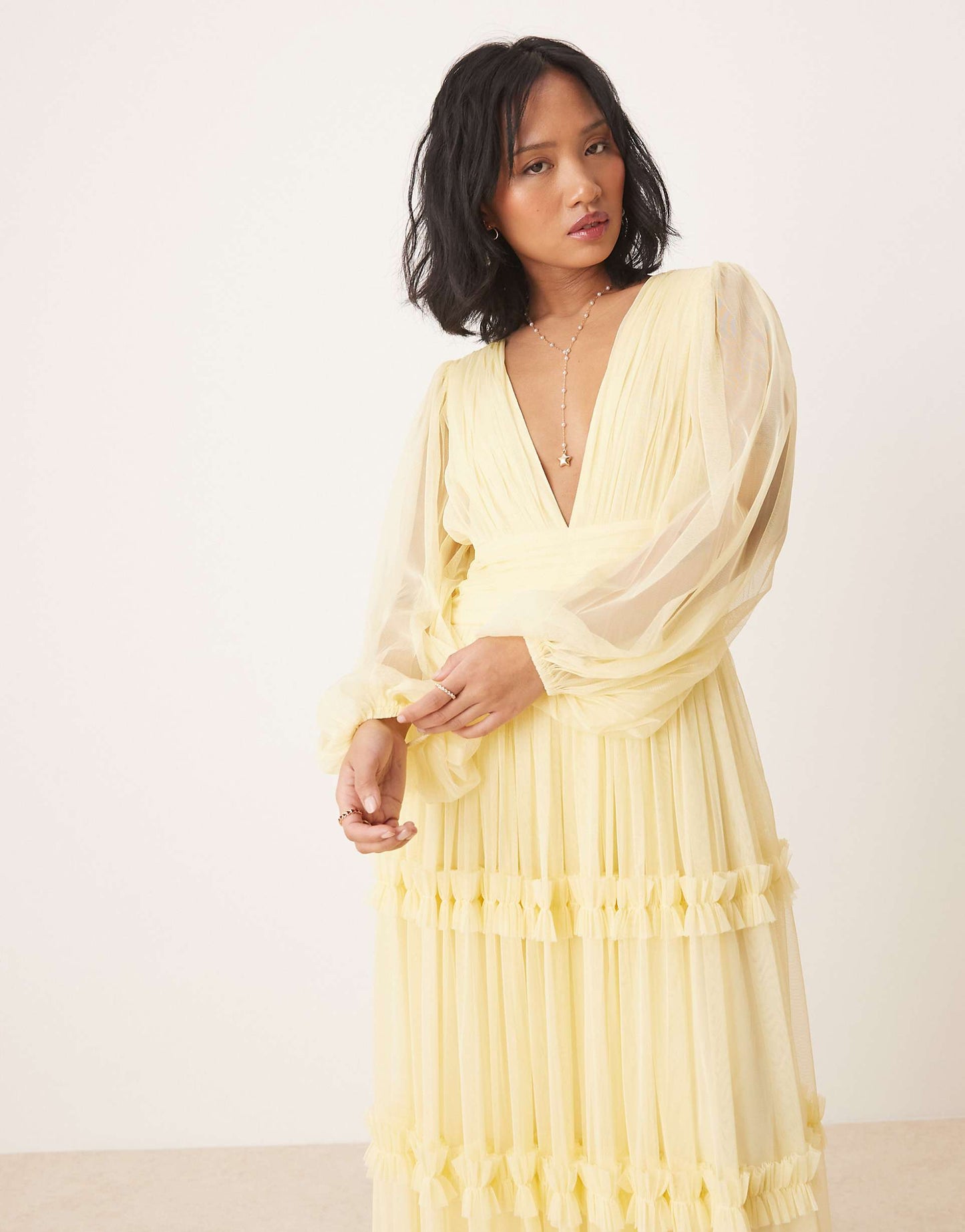 Petite Boho Ruffle Maxi Dress