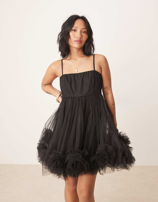 Petite Bubble Hem Babydoll Micro Mini Dress