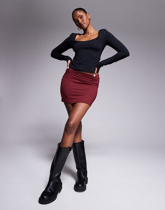 Ruched Waist Mini Skirt