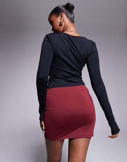 Ruched Waist Mini Skirt
