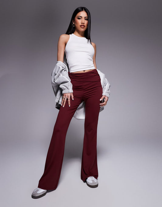 Ruched Waist Flare Trouser