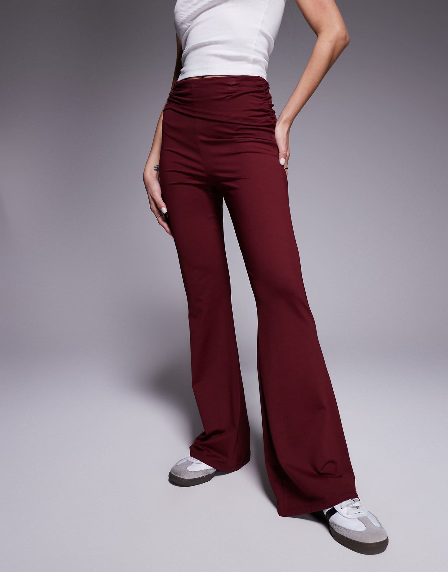 Ruched Waist Flare Trouser