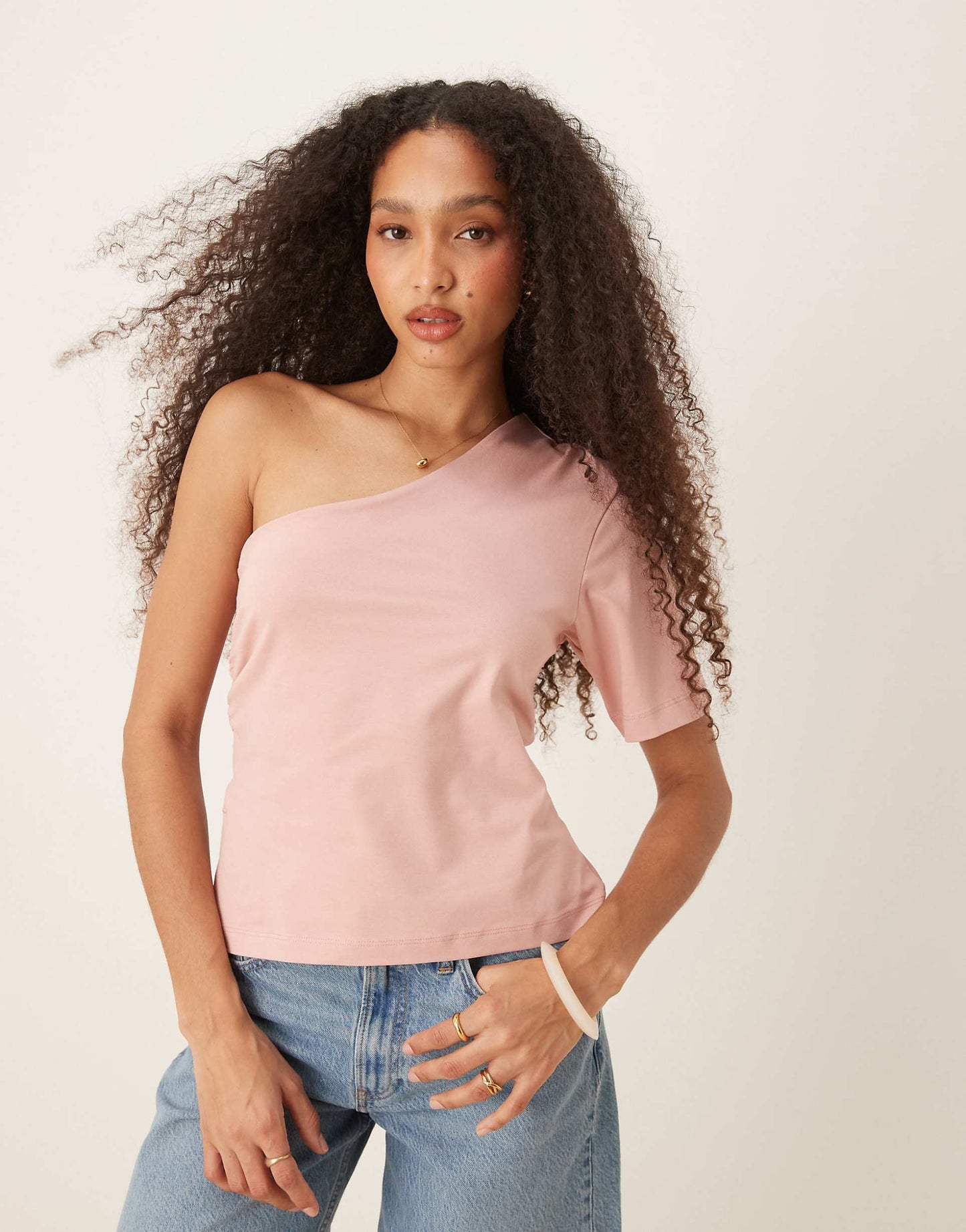 One Shoulder Ruched Waist Top