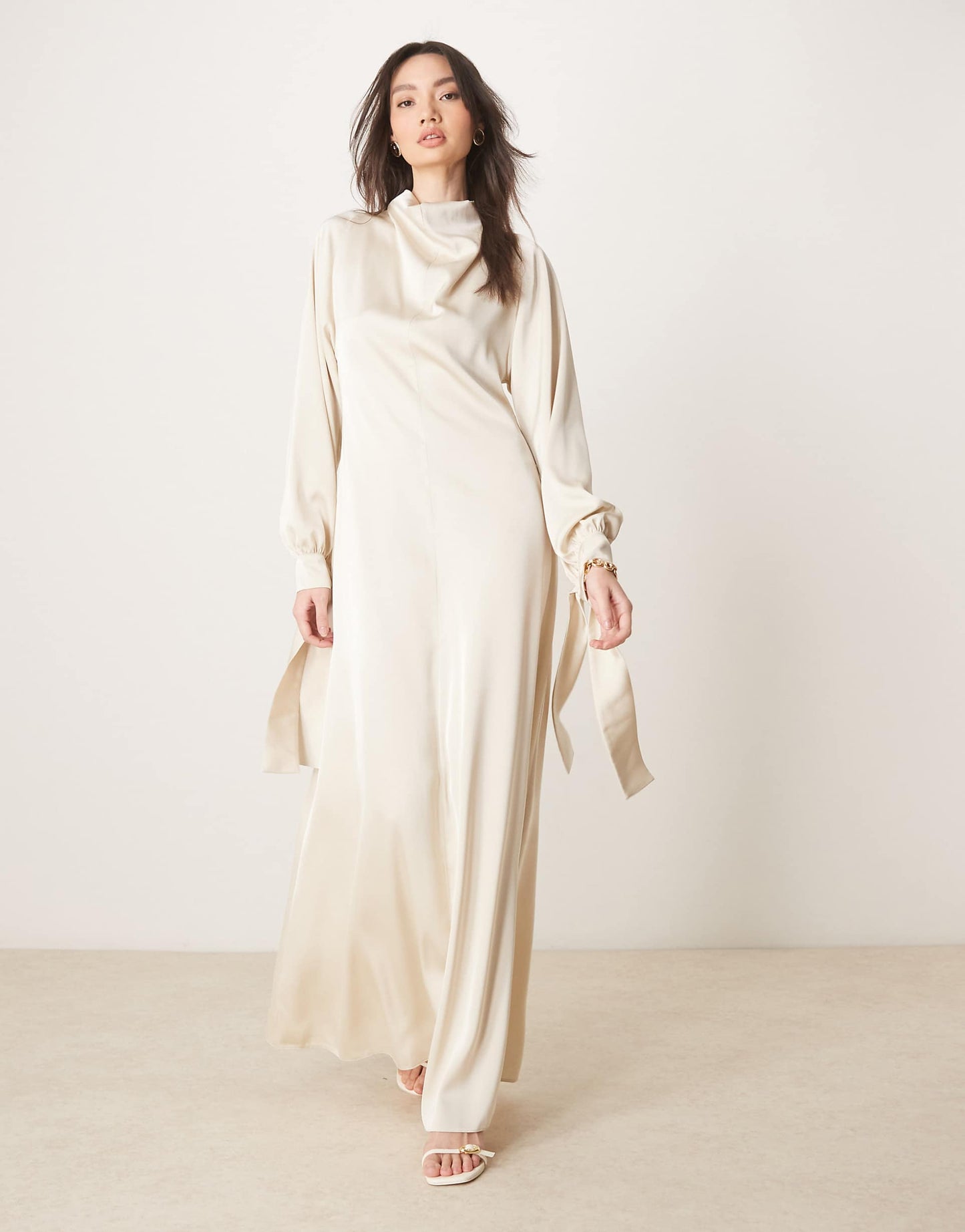 Blouson High Neck Maxi Dress